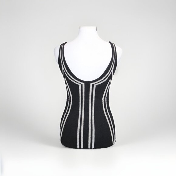 Proenza Schouler Intarsia Circle Cut Out Knit Sleeveless Top Silk/Rayon Black S - Picture 2 of 9